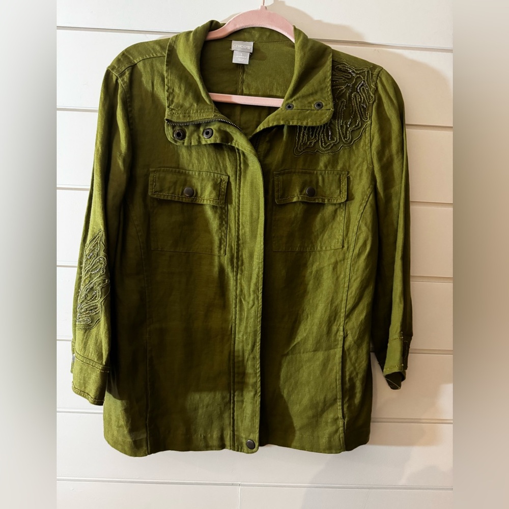 Chico's Utility Jacket in Forest Green